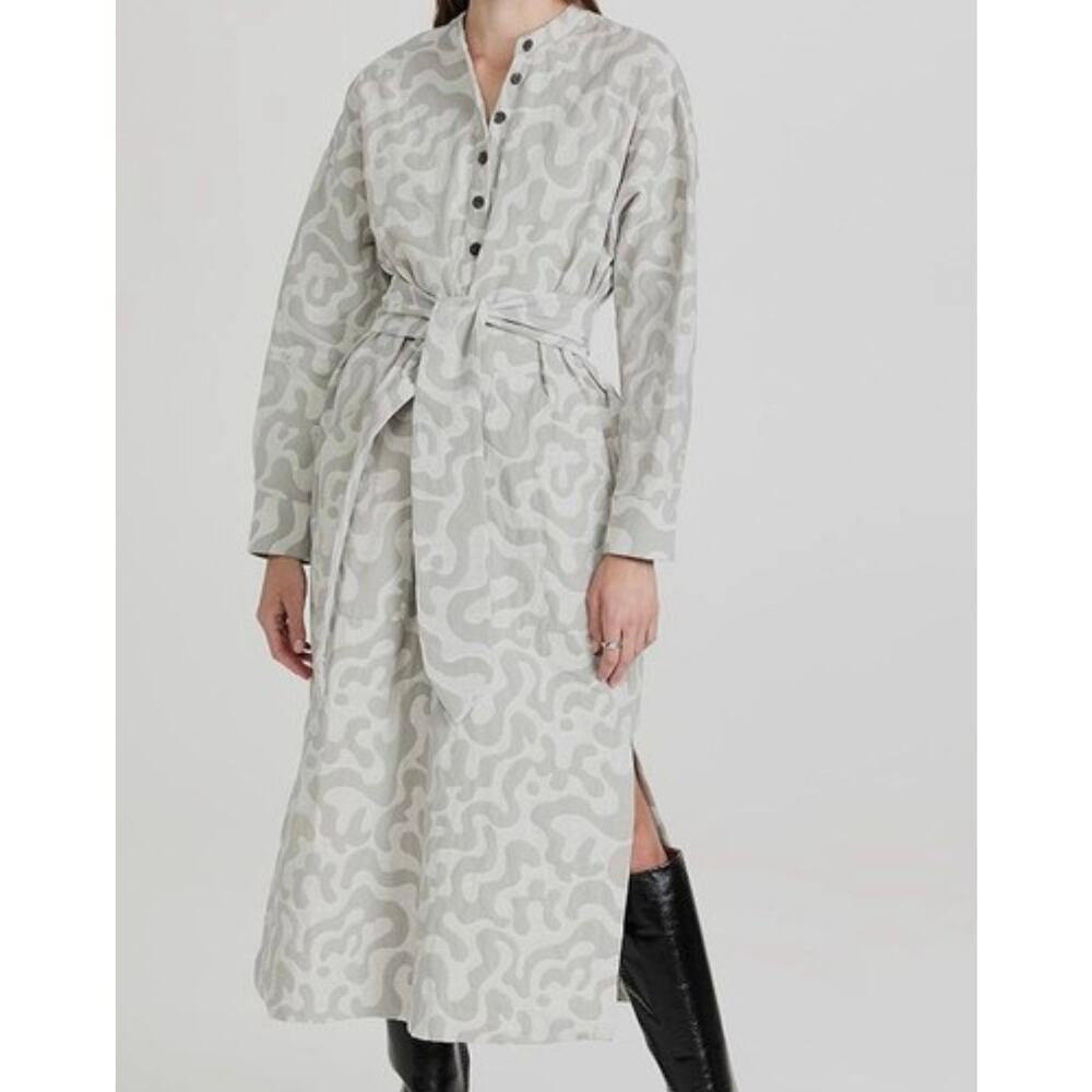 Mara Hoffman Robin Long Maxi Belted Tunic Dress  Organic Cotton Abstract PrintXS